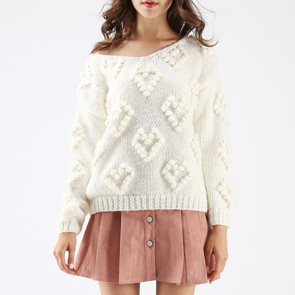 Cute Knit Your Love V-Neck Sweater 🤍 - Picture 1 of 10